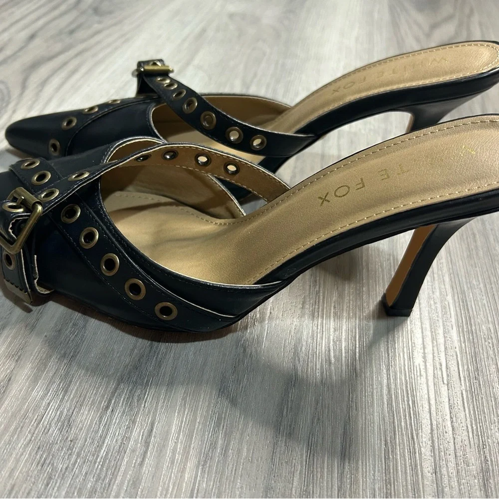 Women's White Fox Black Heels